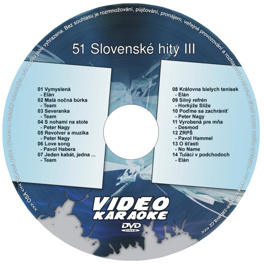 KARAOKE ZÁBAVA: Karaoke DVD 51 Slovenské hity III